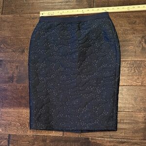 Ann Taylor Navy/Tan Floral Lace Pencil Skirt